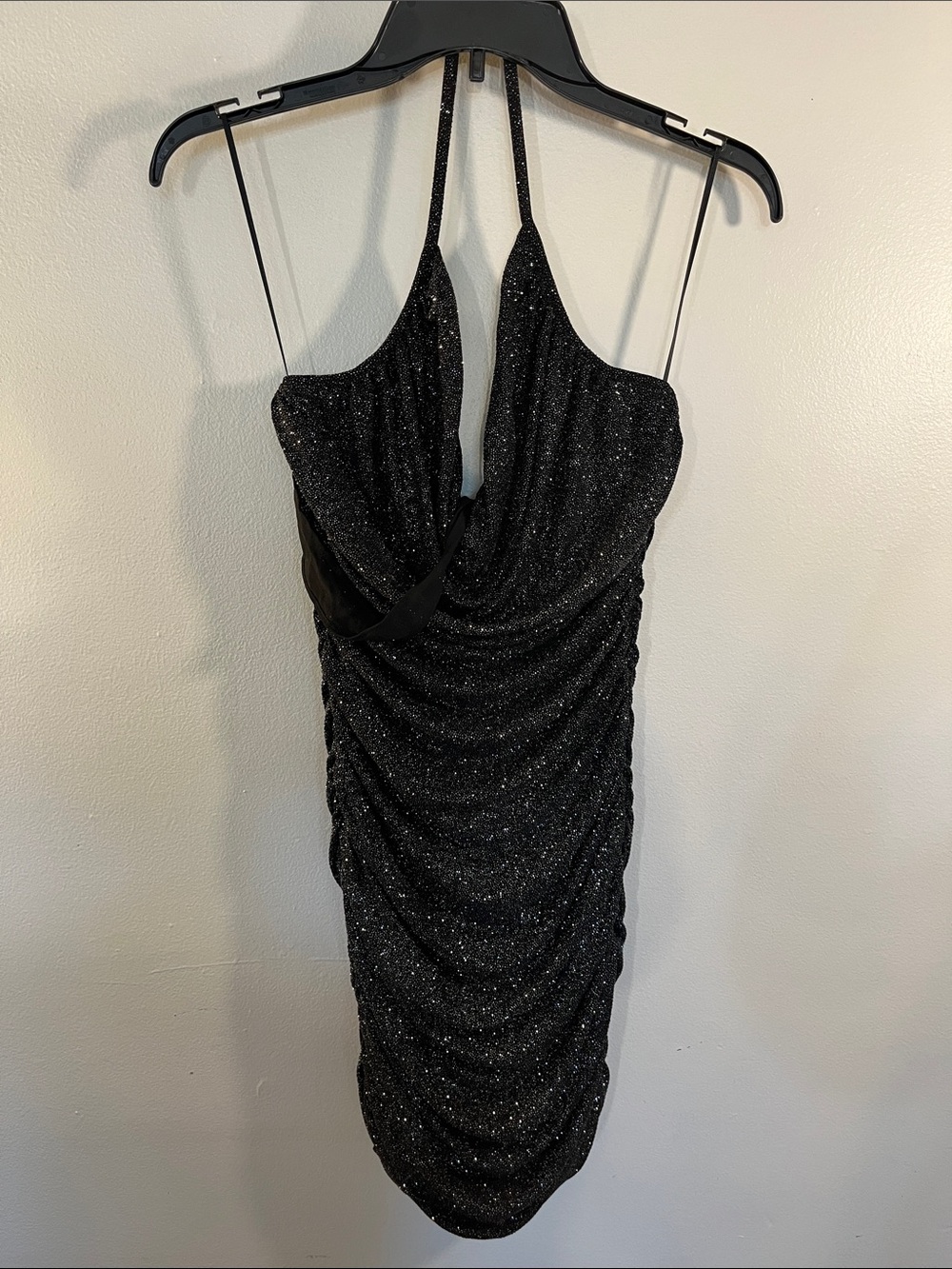 Guess Black Glitter Halter Mini Dress
